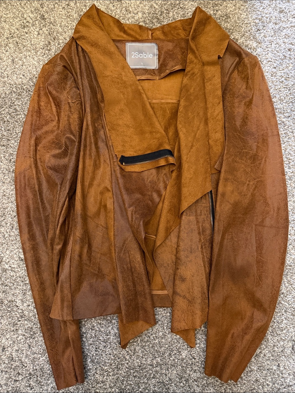 2Sable Women's Brown Suede Draped Leather Jacket